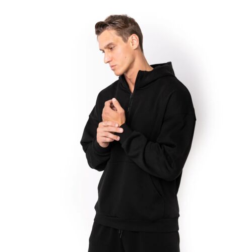 HERO-4220 Unisex Drop Shoulder 1/2 Zip Hoodie Thumbnail